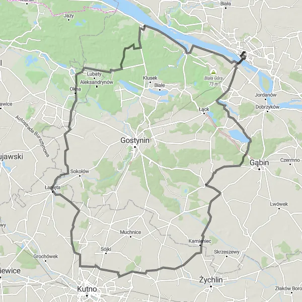 Map miniature of "Mazovian Countryside Route" cycling inspiration in Mazowiecki regionalny, Poland. Generated by Tarmacs.app cycling route planner