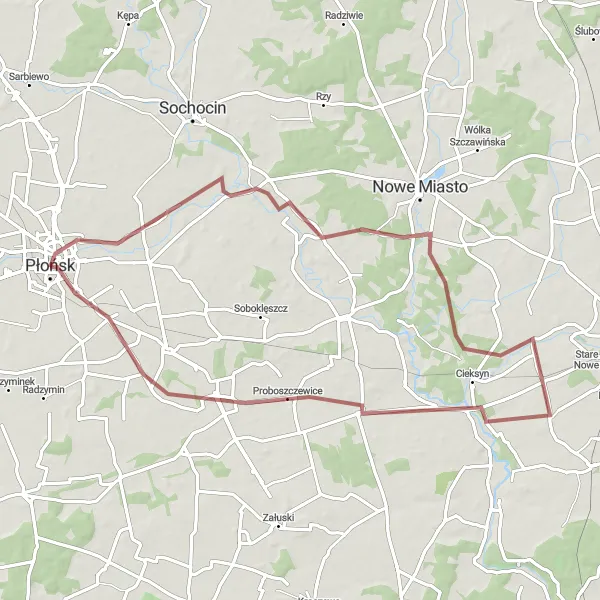Miniatura mapy "Trasa Gravelowa Wokół Płońska" - trasy rowerowej w Mazowiecki regionalny, Poland. Wygenerowane przez planer tras rowerowych Tarmacs.app