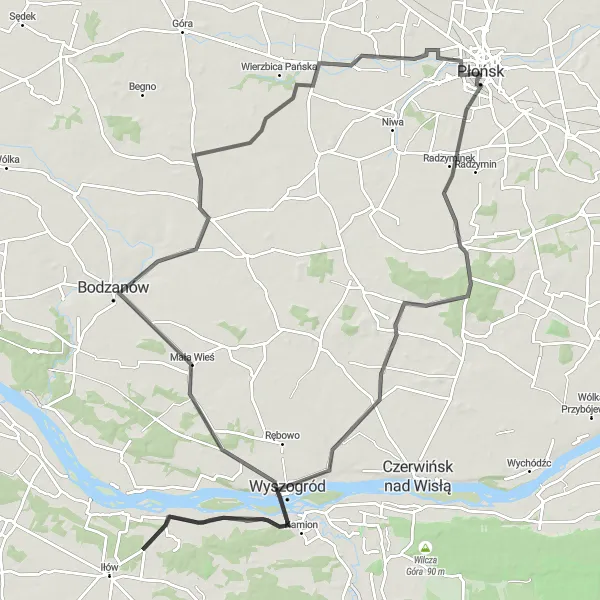 Miniatura mapy "Trasa Szosowa do Naruszewa, Gawarcza Górnego i Małej Wsi" - trasy rowerowej w Mazowiecki regionalny, Poland. Wygenerowane przez planer tras rowerowych Tarmacs.app