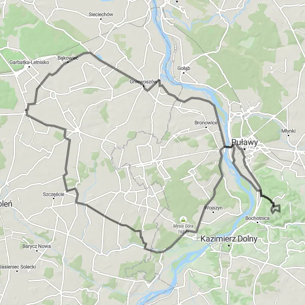 Map miniature of "Garbatka Nowa Loop" cycling inspiration in Mazowiecki regionalny, Poland. Generated by Tarmacs.app cycling route planner