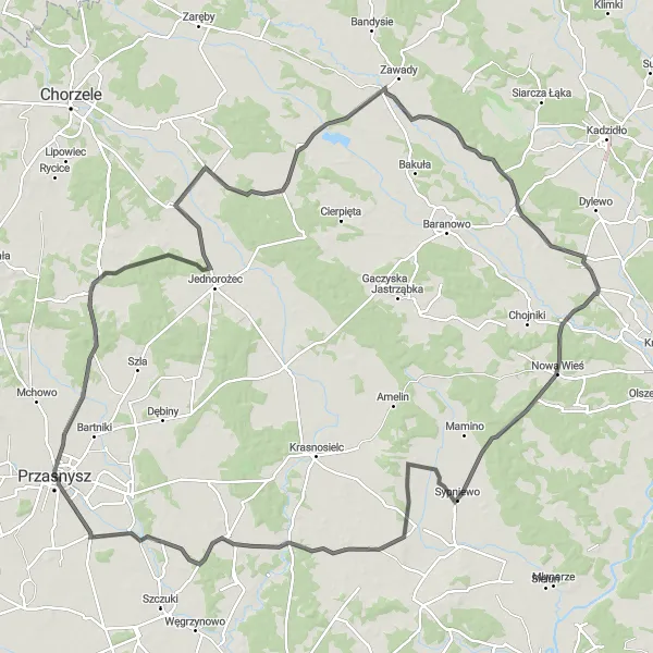 Map miniature of "Historical Tour Road" cycling inspiration in Mazowiecki regionalny, Poland. Generated by Tarmacs.app cycling route planner