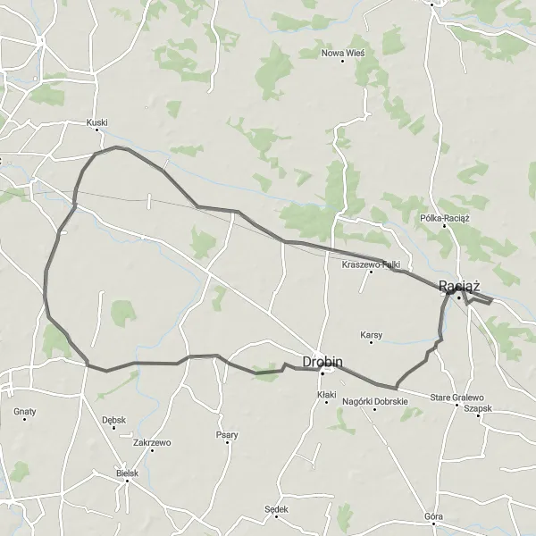 Map miniature of "The Zawidz Challenge" cycling inspiration in Mazowiecki regionalny, Poland. Generated by Tarmacs.app cycling route planner