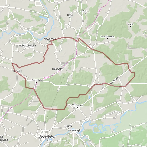 Miniatura mapy "Trasa przez Grądy Polewne i Porębę-Kocęby" - trasy rowerowej w Mazowiecki regionalny, Poland. Wygenerowane przez planer tras rowerowych Tarmacs.app
