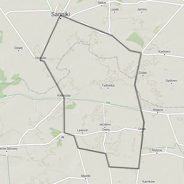 Map miniature of "Trail of Heritage" cycling inspiration in Mazowiecki regionalny, Poland. Generated by Tarmacs.app cycling route planner