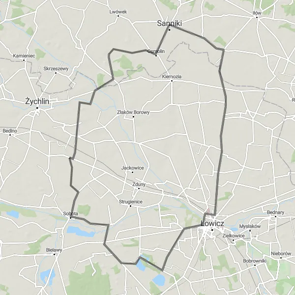 Map miniature of "Brzezia Challenge" cycling inspiration in Mazowiecki regionalny, Poland. Generated by Tarmacs.app cycling route planner