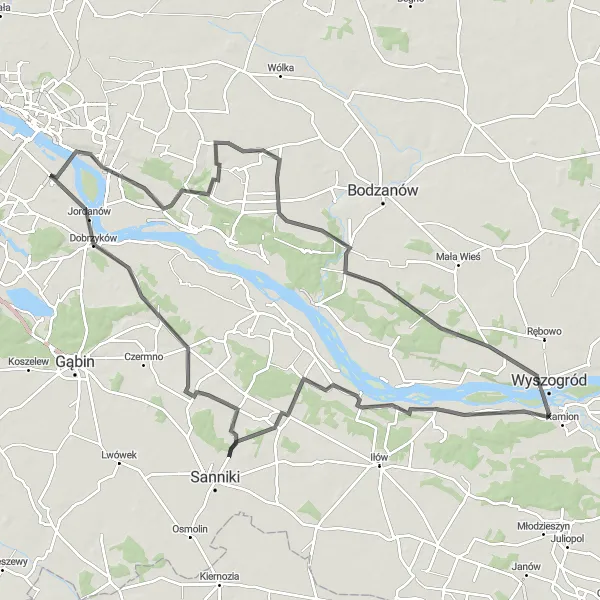 Map miniature of "Road Cycling Bliss" cycling inspiration in Mazowiecki regionalny, Poland. Generated by Tarmacs.app cycling route planner