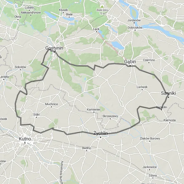 Map miniature of "Luszyn Discovery" cycling inspiration in Mazowiecki regionalny, Poland. Generated by Tarmacs.app cycling route planner