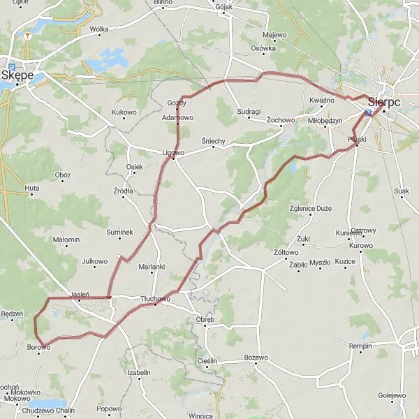 Miniatura mapy "Trasa Gravelowa przez Tłuchowo" - trasy rowerowej w Mazowiecki regionalny, Poland. Wygenerowane przez planer tras rowerowych Tarmacs.app
