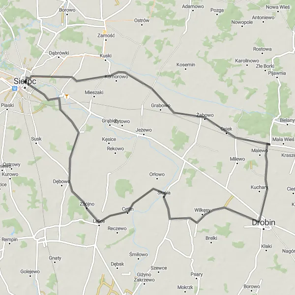 Miniatura mapy "Trasa przez Borkowo Wielkie" - trasy rowerowej w Mazowiecki regionalny, Poland. Wygenerowane przez planer tras rowerowych Tarmacs.app