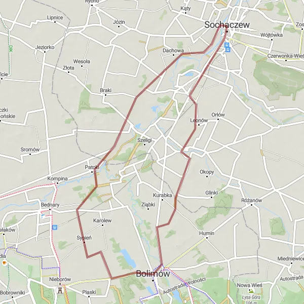 Miniatura mapy "Trasa rowerowa Sochaczew - Kuznocin" - trasy rowerowej w Mazowiecki regionalny, Poland. Wygenerowane przez planer tras rowerowych Tarmacs.app