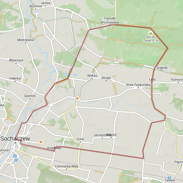 Miniatura mapy "Trasa Gravelowa przez Górę św. Teresy" - trasy rowerowej w Mazowiecki regionalny, Poland. Wygenerowane przez planer tras rowerowych Tarmacs.app