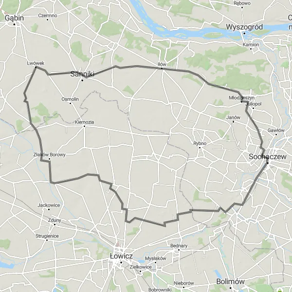 Miniatura mapy "Przejażdżka przez Sromów i Sanniki" - trasy rowerowej w Mazowiecki regionalny, Poland. Wygenerowane przez planer tras rowerowych Tarmacs.app