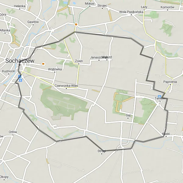 Miniatura mapy "Trasa Szlakiem Teresina i Szymanowa" - trasy rowerowej w Mazowiecki regionalny, Poland. Wygenerowane przez planer tras rowerowych Tarmacs.app