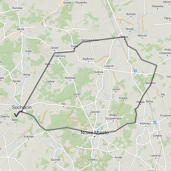 Miniatura mapy "Trasa przez Sochocin i okolice" - trasy rowerowej w Mazowiecki regionalny, Poland. Wygenerowane przez planer tras rowerowych Tarmacs.app