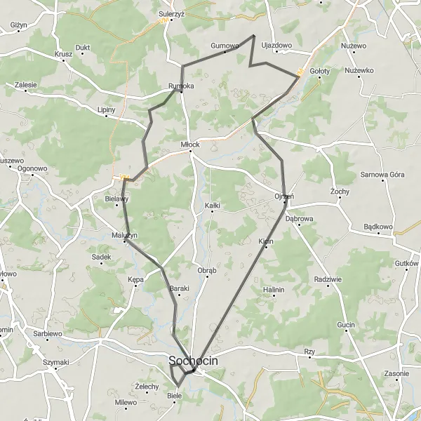 Map miniature of "The Scenic Loop" cycling inspiration in Mazowiecki regionalny, Poland. Generated by Tarmacs.app cycling route planner