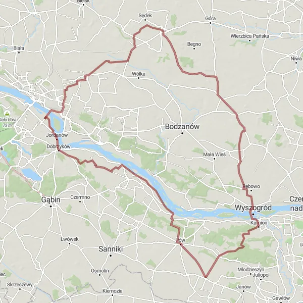 Miniatura mapy "Trasa rowerowa Gravel do Dzierżanowa-Osady, Iłowa i Troszynu Polskiego" - trasy rowerowej w Mazowiecki regionalny, Poland. Wygenerowane przez planer tras rowerowych Tarmacs.app