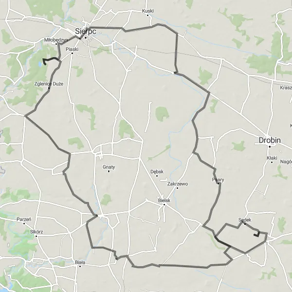 Miniatura mapy "Trasa rowerowa do Borkowa Wielkiego, Słupi i Zagroby" - trasy rowerowej w Mazowiecki regionalny, Poland. Wygenerowane przez planer tras rowerowych Tarmacs.app