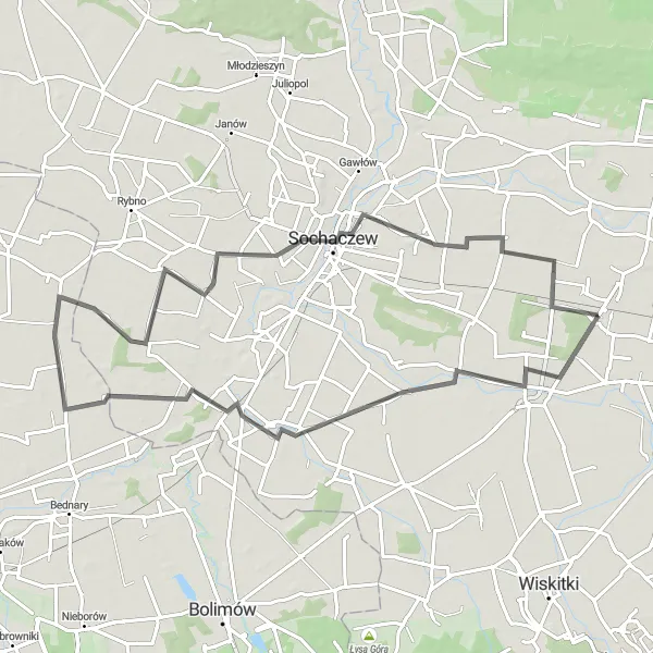 Miniatura mapy "Szybka wycieczka szosowa przez Teresin i Elżbietów" - trasy rowerowej w Mazowiecki regionalny, Poland. Wygenerowane przez planer tras rowerowych Tarmacs.app