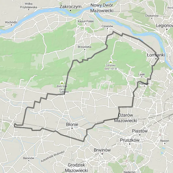 Miniatura mapy "Trasa rowerowa: Gawartowa Wola - Bieniewice" - trasy rowerowej w Mazowiecki regionalny, Poland. Wygenerowane przez planer tras rowerowych Tarmacs.app