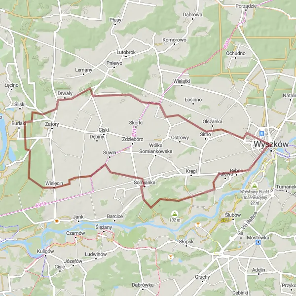 Miniatura mapy "Przygoda po szutrowych drogach" - trasy rowerowej w Mazowiecki regionalny, Poland. Wygenerowane przez planer tras rowerowych Tarmacs.app