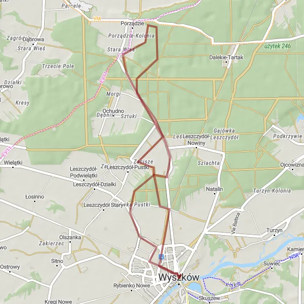 Miniatura mapy "Pętla Gravelowa z Wyszkowa" - trasy rowerowej w Mazowiecki regionalny, Poland. Wygenerowane przez planer tras rowerowych Tarmacs.app