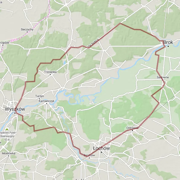 Miniatura mapy "Przejażdżka po urokliwych terenach Mazowsza" - trasy rowerowej w Mazowiecki regionalny, Poland. Wygenerowane przez planer tras rowerowych Tarmacs.app