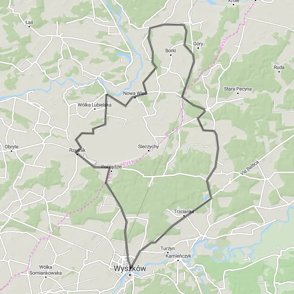 Miniatura mapy "Wspinaczka po mazowieckich pagórkach" - trasy rowerowej w Mazowiecki regionalny, Poland. Wygenerowane przez planer tras rowerowych Tarmacs.app