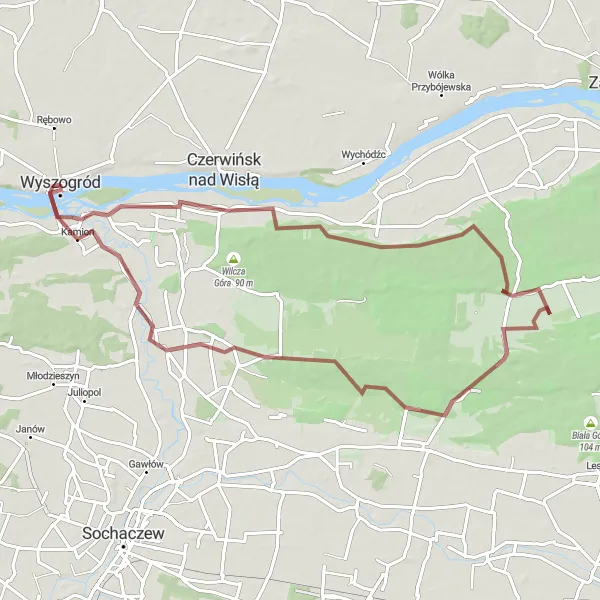 Map miniature of "Koszówka Gravel Adventure" cycling inspiration in Mazowiecki regionalny, Poland. Generated by Tarmacs.app cycling route planner