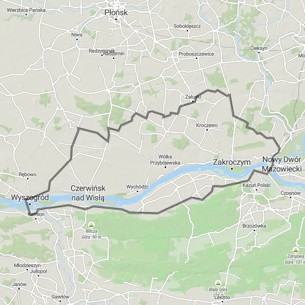 Map miniature of "The Janowo Explorer" cycling inspiration in Mazowiecki regionalny, Poland. Generated by Tarmacs.app cycling route planner