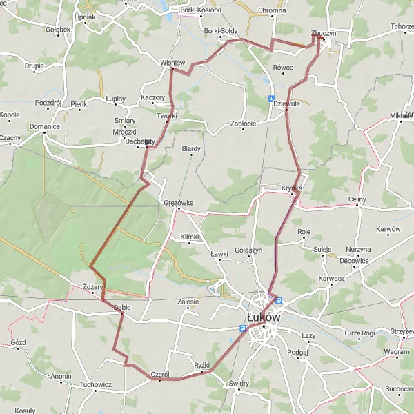 Miniatura mapy "Trasa gravelowa przez Smolankę" - trasy rowerowej w Mazowiecki regionalny, Poland. Wygenerowane przez planer tras rowerowych Tarmacs.app
