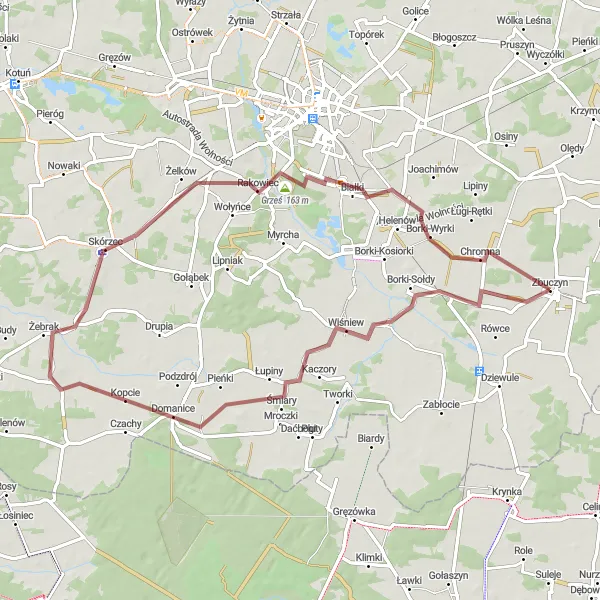 Miniatura mapy "Przez Wiśniew, Domanice do Zbuczyna" - trasy rowerowej w Mazowiecki regionalny, Poland. Wygenerowane przez planer tras rowerowych Tarmacs.app