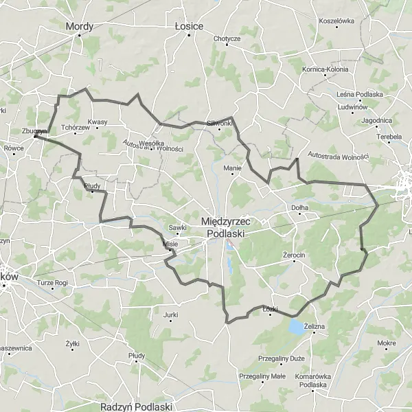 Miniatura mapy "Wyprawa rowerowa przez Pióry Wielkie" - trasy rowerowej w Mazowiecki regionalny, Poland. Wygenerowane przez planer tras rowerowych Tarmacs.app