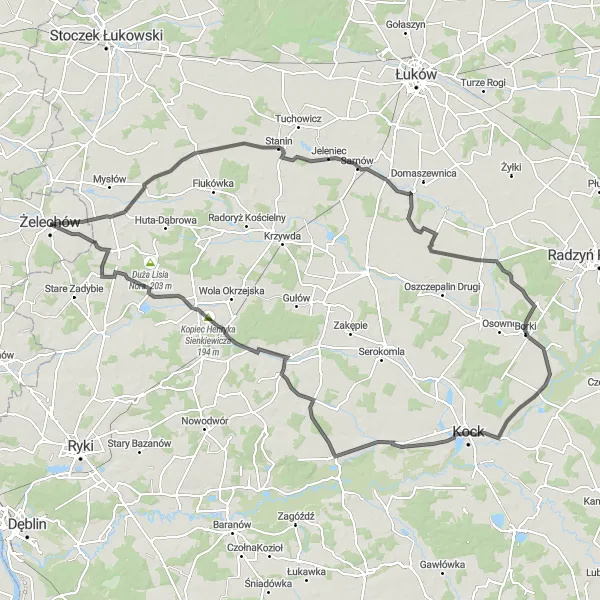 Miniatura mapy "Trasa dookoła Żelechowa" - trasy rowerowej w Mazowiecki regionalny, Poland. Wygenerowane przez planer tras rowerowych Tarmacs.app