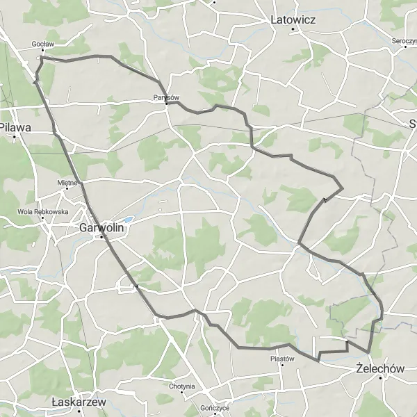 Miniatura mapy "Trasa przez Samorządki, Garwolin, Żelazna i Borowie" - trasy rowerowej w Mazowiecki regionalny, Poland. Wygenerowane przez planer tras rowerowych Tarmacs.app