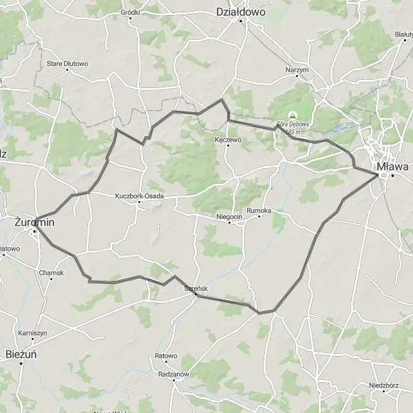 Map miniature of "Scenic Road Trip" cycling inspiration in Mazowiecki regionalny, Poland. Generated by Tarmacs.app cycling route planner