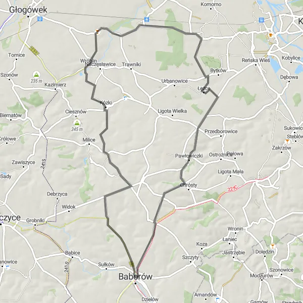 Map miniature of "Grudynia Mała Discover" cycling inspiration in Opolskie, Poland. Generated by Tarmacs.app cycling route planner