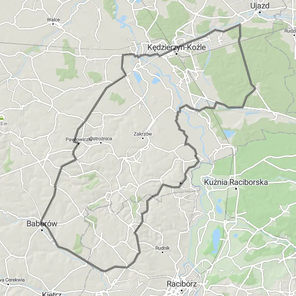 Map miniature of "Pawłowiczki Expedition" cycling inspiration in Opolskie, Poland. Generated by Tarmacs.app cycling route planner