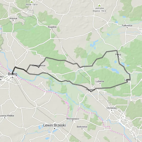 Miniatura mapy "Trasa Szosowa przez Kurznie i Pokój" - trasy rowerowej w Opolskie, Poland. Wygenerowane przez planer tras rowerowych Tarmacs.app