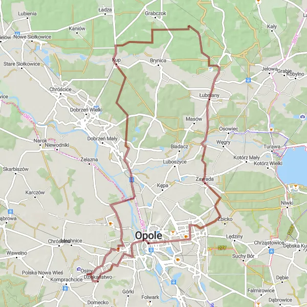 Miniatura mapy "Trasa Wędrówki przez Wzgórza Opolskie" - trasy rowerowej w Opolskie, Poland. Wygenerowane przez planer tras rowerowych Tarmacs.app