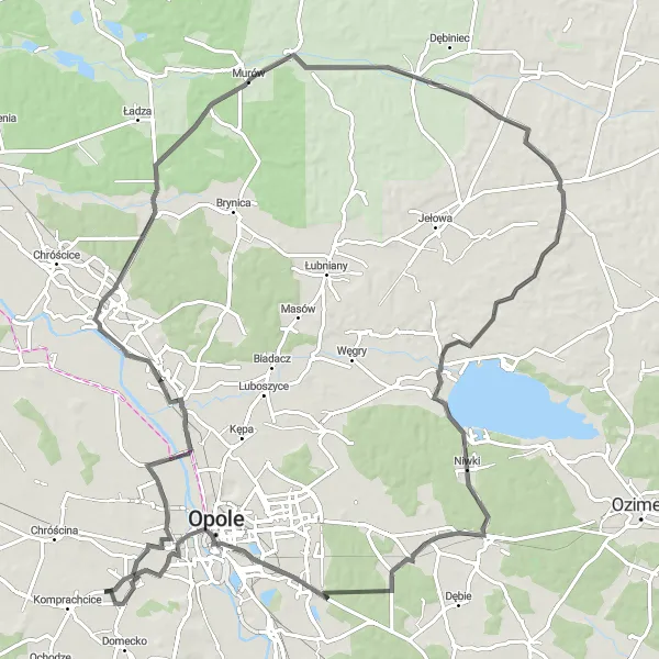 Miniatura mapy "Trasa szosowa przez Turawę i Chrząstowice" - trasy rowerowej w Opolskie, Poland. Wygenerowane przez planer tras rowerowych Tarmacs.app