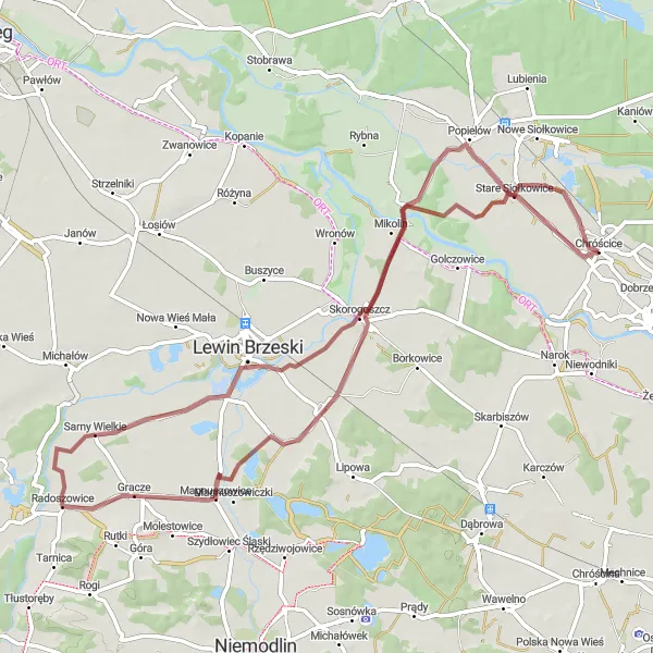 Map miniature of "The Magnificent Gravel Adventure" cycling inspiration in Opolskie, Poland. Generated by Tarmacs.app cycling route planner