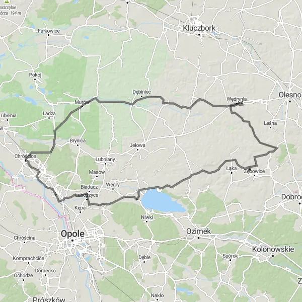 Map miniature of "Opolskie Hill Climbing Adventure" cycling inspiration in Opolskie, Poland. Generated by Tarmacs.app cycling route planner