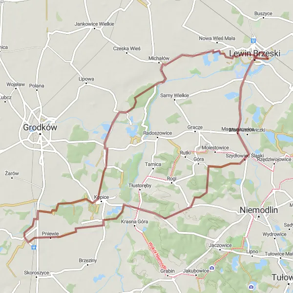 Map miniature of "Experiencing Tranquility and History" cycling inspiration in Opolskie, Poland. Generated by Tarmacs.app cycling route planner