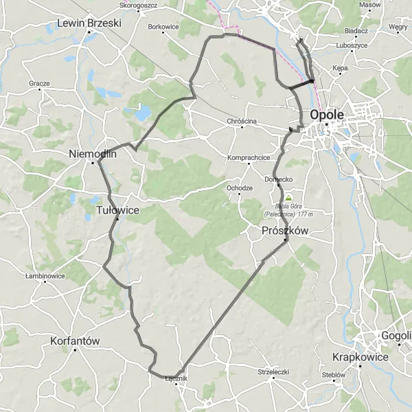 Miniatura mapy "Trasa przez Domecko i Borki" - trasy rowerowej w Opolskie, Poland. Wygenerowane przez planer tras rowerowych Tarmacs.app