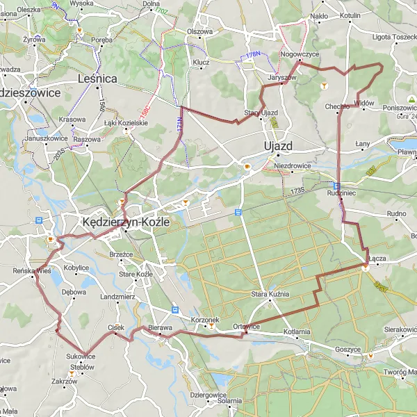 Map miniature of "Gravel Adventure" cycling inspiration in Opolskie, Poland. Generated by Tarmacs.app cycling route planner