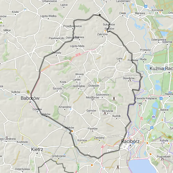Miniatura mapy "Trasa Podlesie - Naczysławki" - trasy rowerowej w Opolskie, Poland. Wygenerowane przez planer tras rowerowych Tarmacs.app
