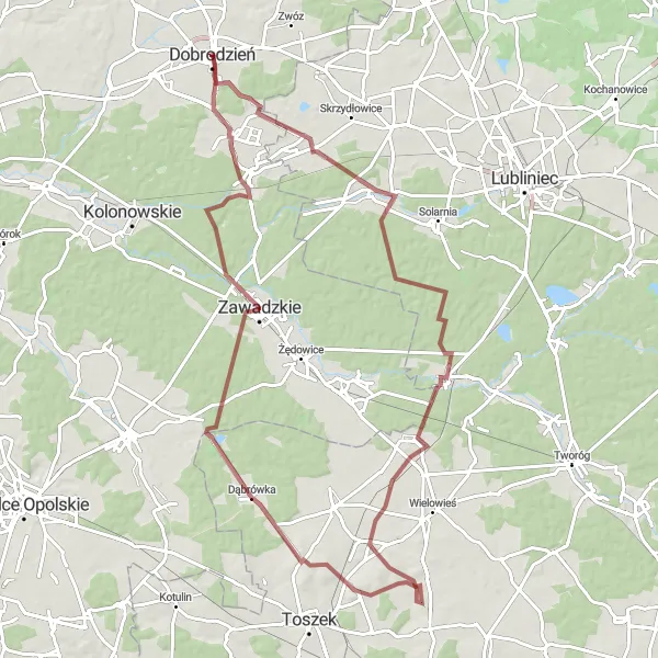 Map miniature of "Epic Nature Tour" cycling inspiration in Opolskie, Poland. Generated by Tarmacs.app cycling route planner