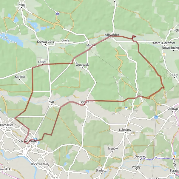 Miniatura mapy "Szlak Gravelowy przez Ładzę i Brynicę" - trasy rowerowej w Opolskie, Poland. Wygenerowane przez planer tras rowerowych Tarmacs.app