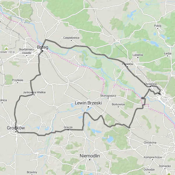 Map miniature of "Cultural Cycling Tour" cycling inspiration in Opolskie, Poland. Generated by Tarmacs.app cycling route planner