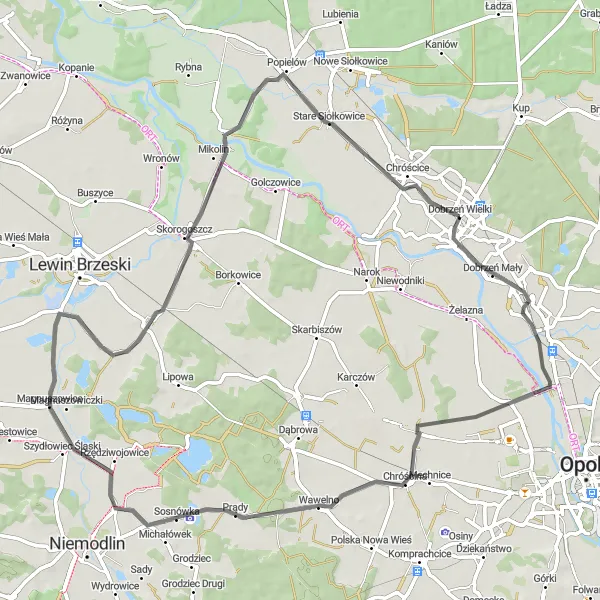 Map miniature of "The Road to Przecza" cycling inspiration in Opolskie, Poland. Generated by Tarmacs.app cycling route planner